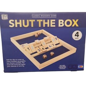 NWT  Shut The Box Classic Wooden Game - Natural Wood